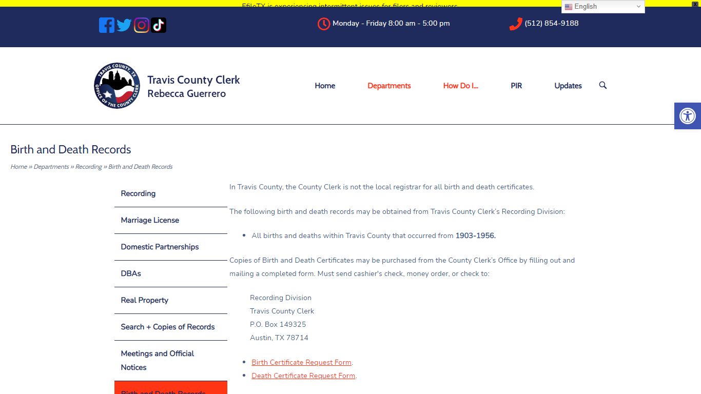 Birth and Death Records - Travis County Clerk